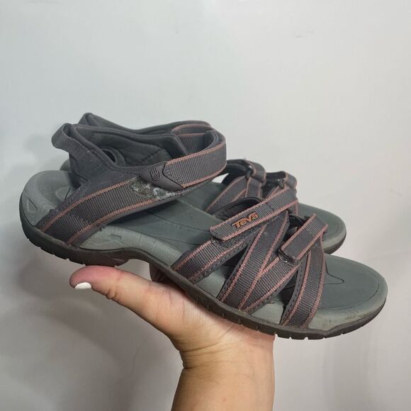 TEVA Grey & Pink Strapy Sandals Size 7 - Picture 1 of 10